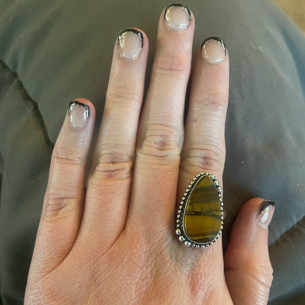 Natural gemstone ring in sterling silver